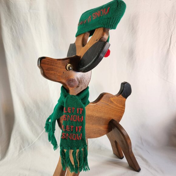 Other - Handmade Christmas Wooden Reindeer "Let It Snow" Swag Easy Assemble Fast Ship